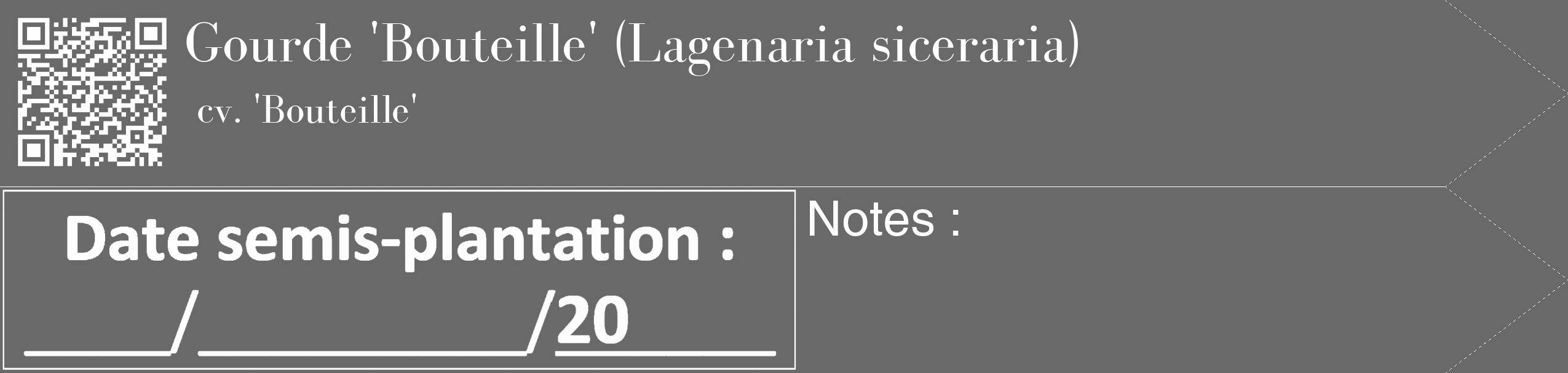 Étiquette de : Lagenaria siceraria cv. 'Bouteille' - format c - style blanche11_simple_simplebod avec qrcode et comestibilité