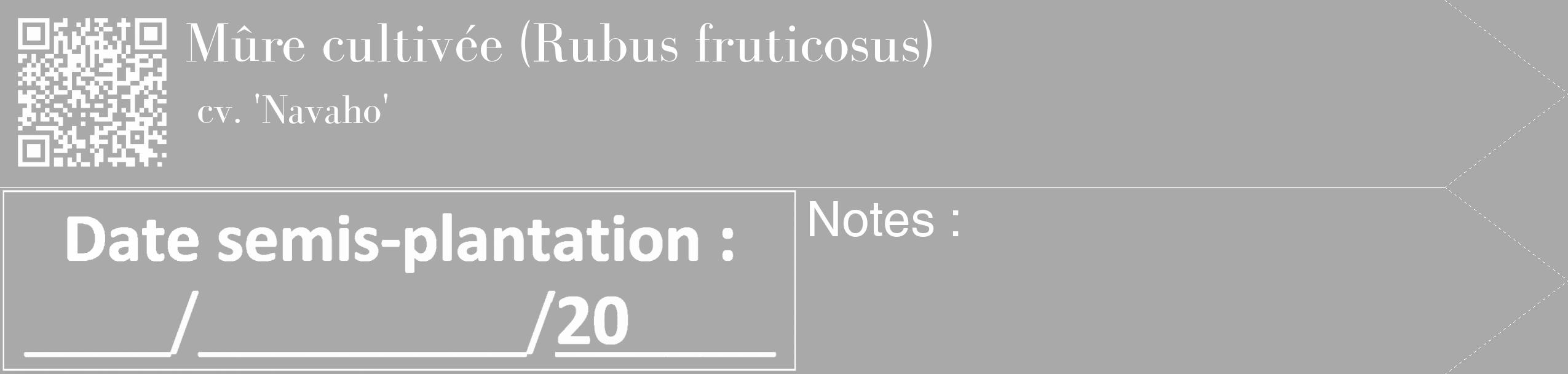 Étiquette de : Rubus fruticosus cv. 'Navaho' - format c - style blanche13_simple_simplebod avec qrcode et comestibilité
