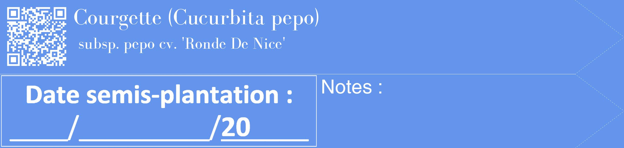 Étiquette de : Cucurbita pepo subsp. pepo cv. 'Ronde De Nice' - format c - style blanche4_simple_simplebod avec qrcode et comestibilité