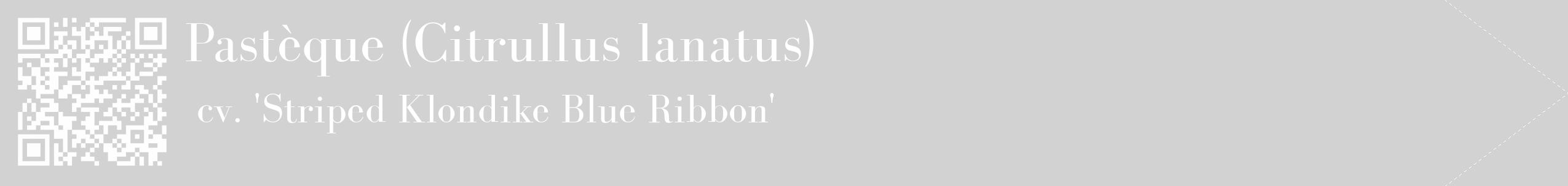 Étiquette de : Citrullus lanatus cv. 'Striped Klondike Blue Ribbon' - format c - style blanche14_simple_simplebod avec qrcode et comestibilité