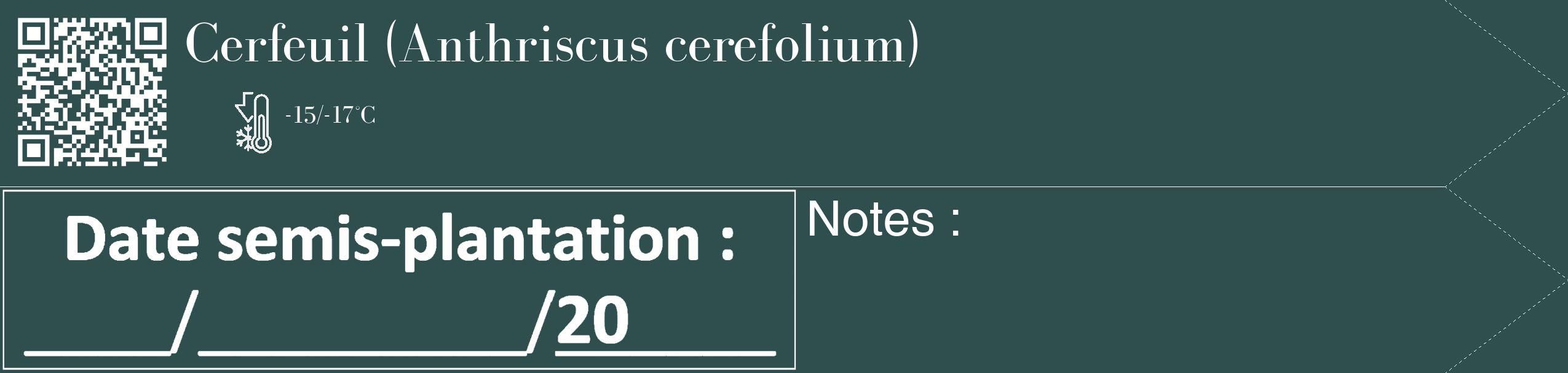 Étiquette de : Anthriscus cerefolium - format c - style blanche58_simple_simplebod avec qrcode et comestibilité