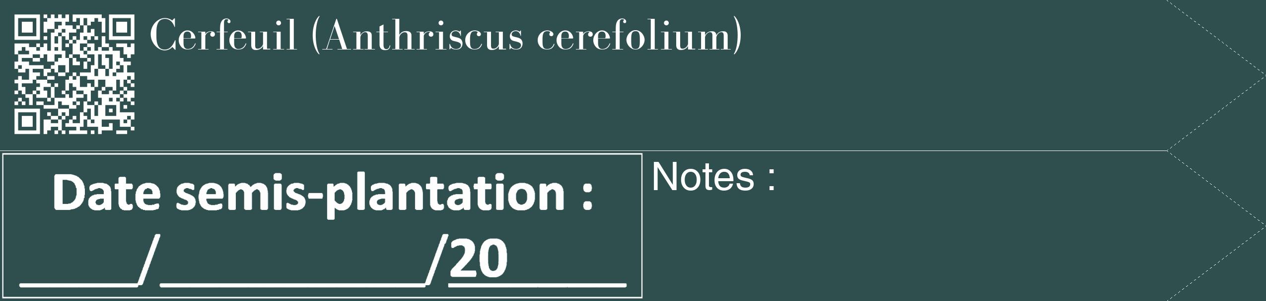 Étiquette de : Anthriscus cerefolium - format c - style blanche58_simple_simplebod avec qrcode et comestibilité