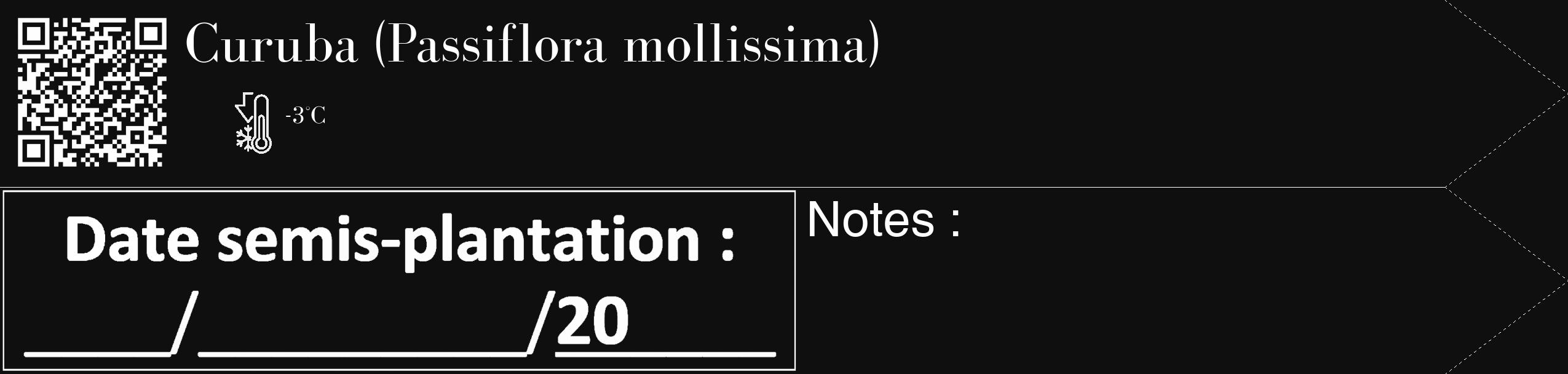 Étiquette de : Passiflora mollissima - format c - style blanche7_simple_simplebod avec qrcode et comestibilité