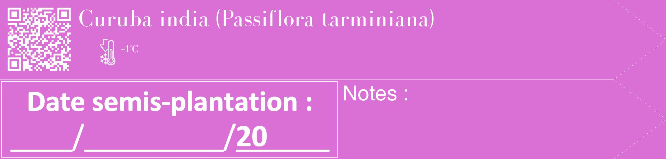 Étiquette de : Passiflora tarminiana - format c - style blanche52_simple_simplebod avec qrcode et comestibilité