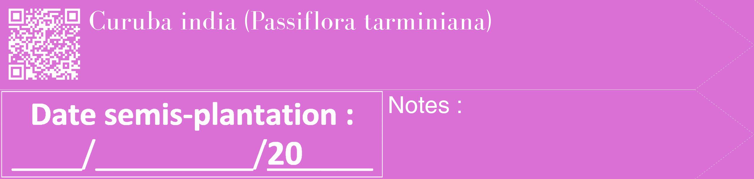 Étiquette de : Passiflora tarminiana - format c - style blanche52_simple_simplebod avec qrcode et comestibilité