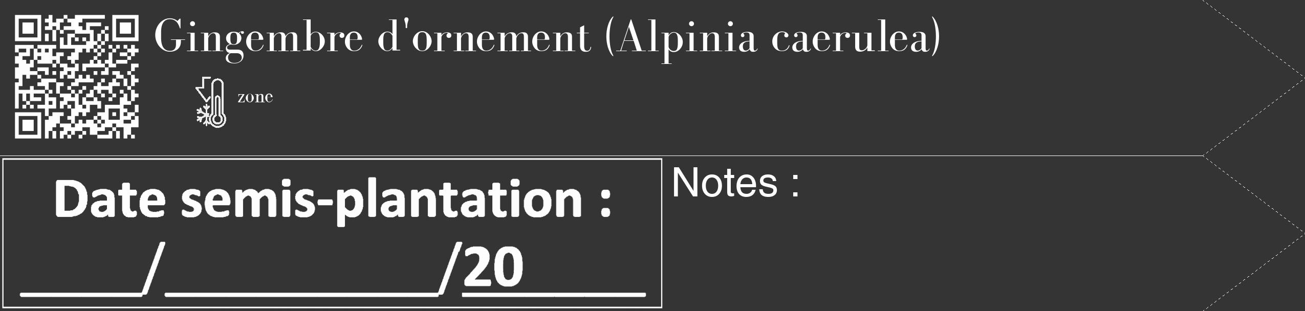 Étiquette de : Alpinia caerulea - format c - style blanche46_simple_simplebod avec qrcode et comestibilité