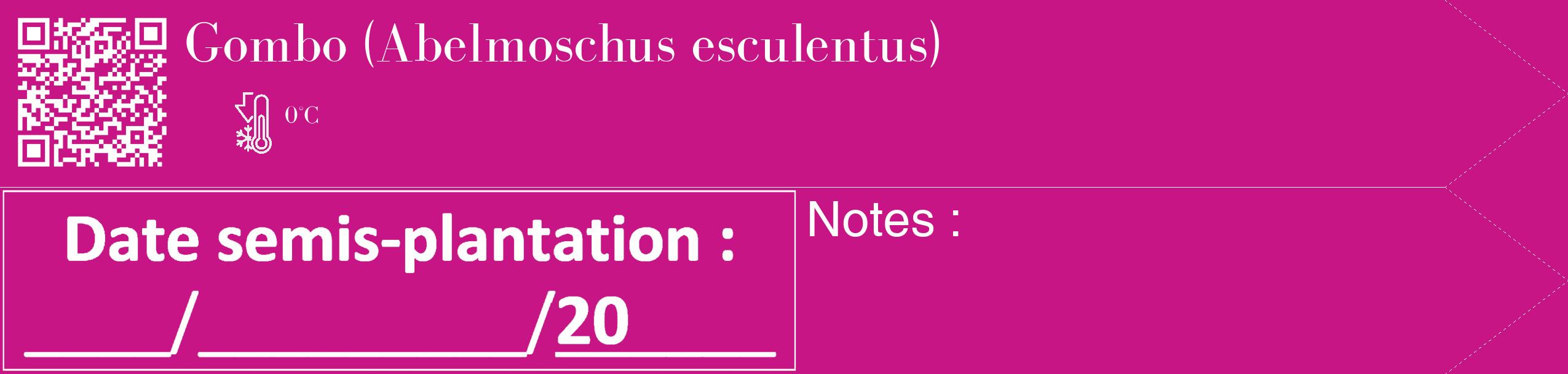 Étiquette de : Abelmoschus esculentus - format c - style blanche45_simple_simplebod avec qrcode et comestibilité