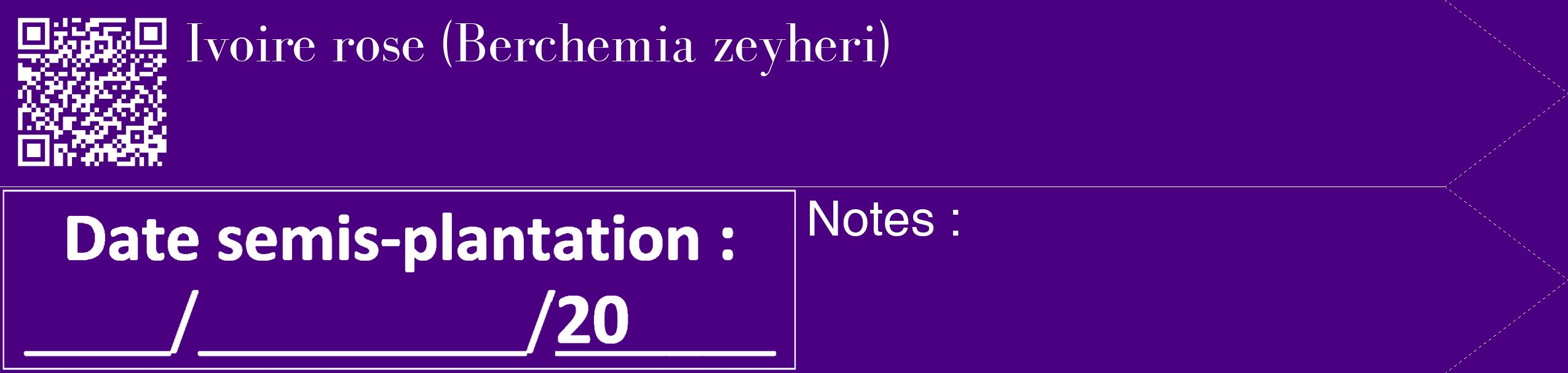 Étiquette de : Berchemia zeyheri - format c - style blanche47_simple_simplebod avec qrcode et comestibilité