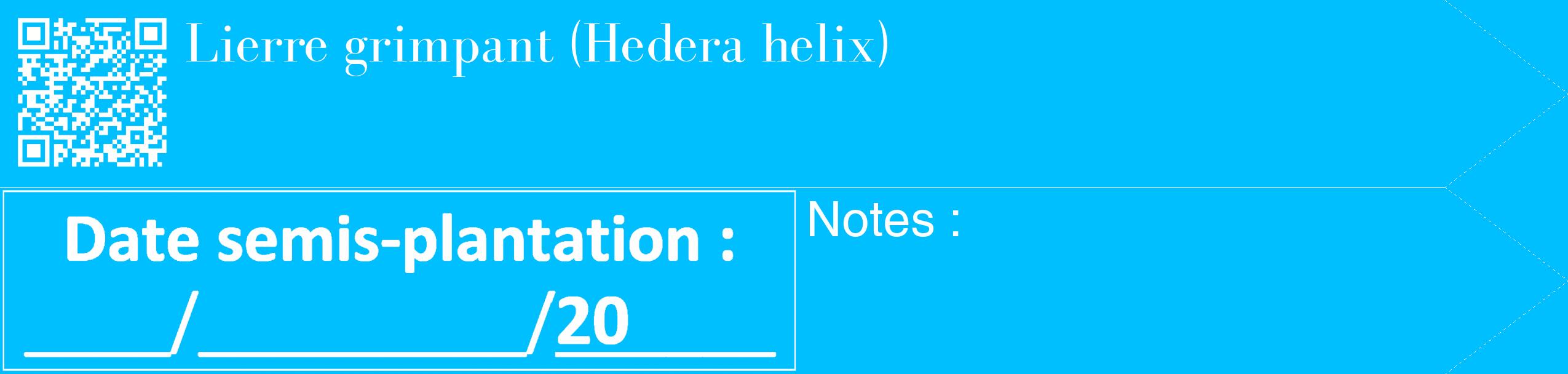 Étiquette de : Hedera helix - format c - style blanche2_simple_simplebod avec qrcode et comestibilité