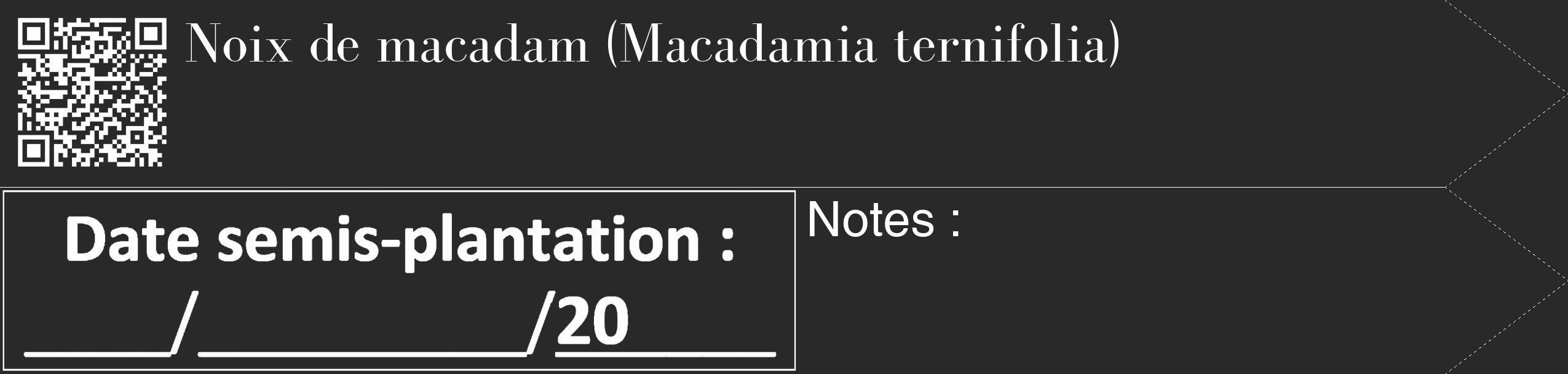 Étiquette de : Macadamia ternifolia - format c - style blanche34_simple_simplebod avec qrcode et comestibilité