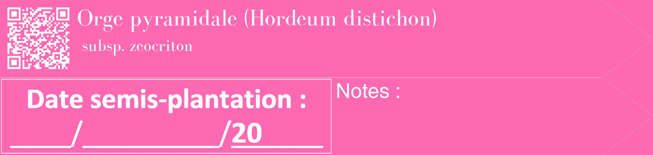 Étiquette de : Hordeum distichon subsp. zeocriton - format c - style blanche42_simple_simplebod avec qrcode et comestibilité