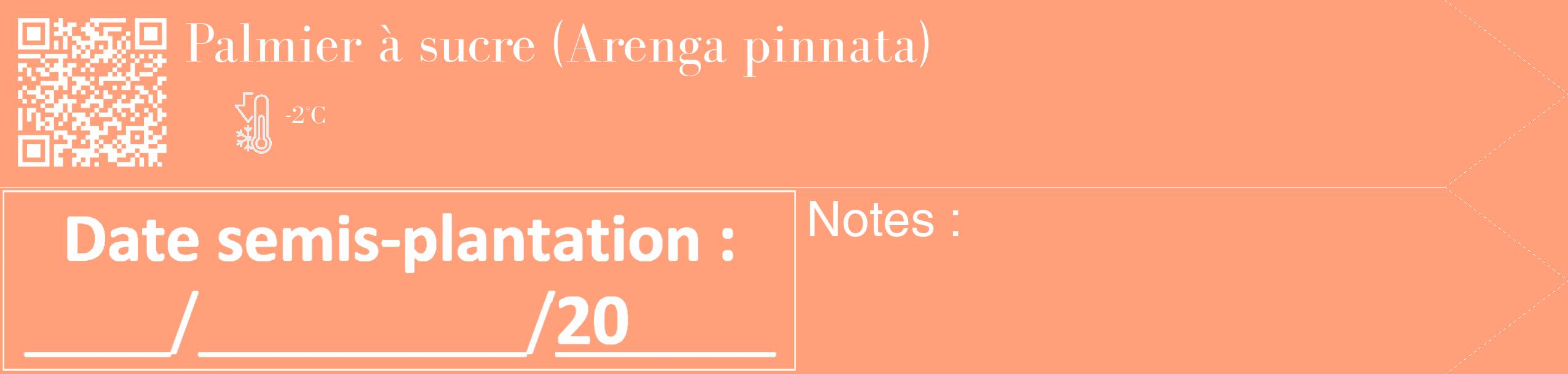 Étiquette de : Arenga pinnata - format c - style blanche39_simple_simplebod avec qrcode et comestibilité