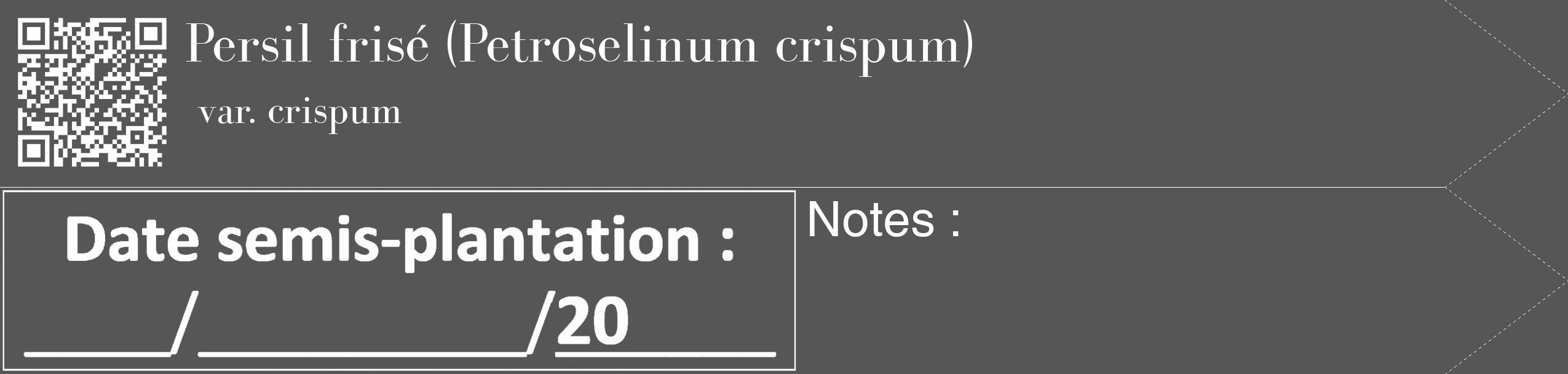 Étiquette de : Petroselinum crispum var. crispum - format c - style blanche45_simple_simplebod avec qrcode et comestibilité