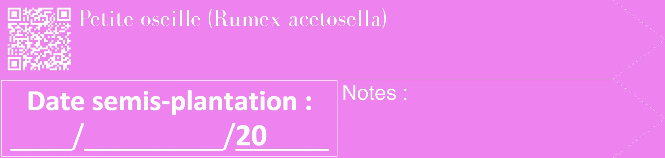 Étiquette de : Rumex acetosella - format c - style blanche53_simple_simplebod avec qrcode et comestibilité