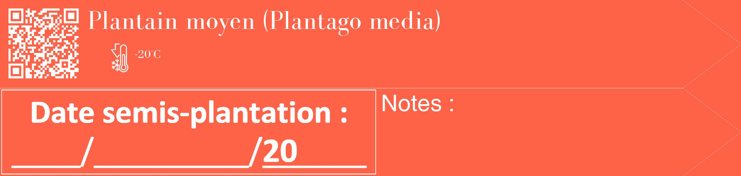 Étiquette de : Plantago media - format c - style blanche25_simple_simplebod avec qrcode et comestibilité