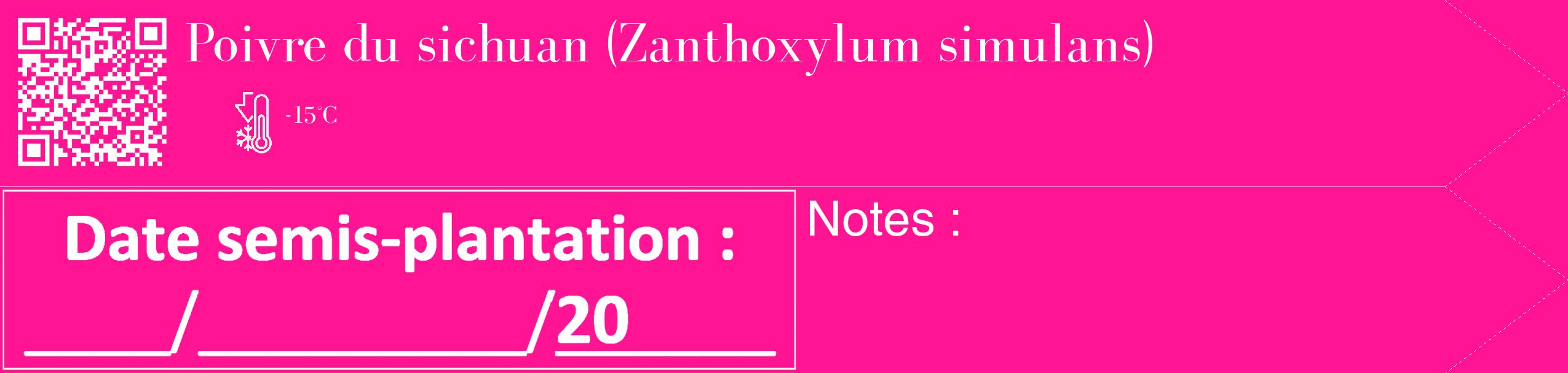 Étiquette de : Zanthoxylum simulans - format c - style blanche43_simple_simplebod avec qrcode et comestibilité