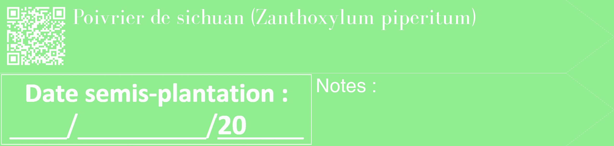 Étiquette de : Zanthoxylum piperitum - format c - style blanche15_simple_simplebod avec qrcode et comestibilité