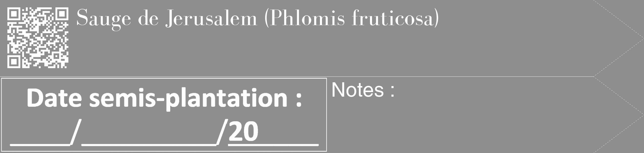 Étiquette de : Phlomis fruticosa - format c - style blanche25_simple_simplebod avec qrcode et comestibilité