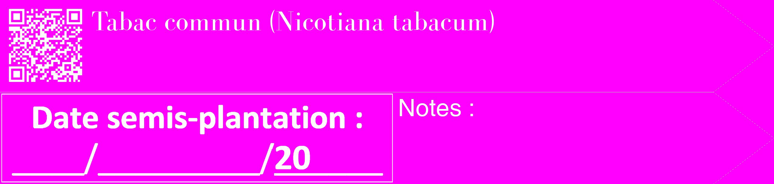 Étiquette de : Nicotiana tabacum - format c - style blanche51_simple_simplebod avec qrcode et comestibilité