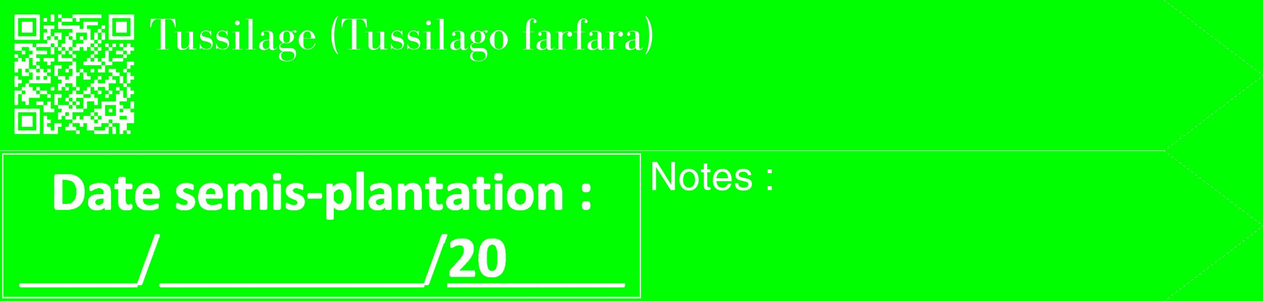 Étiquette de : Tussilago farfara - format c - style blanche16_simple_simplebod avec qrcode et comestibilité