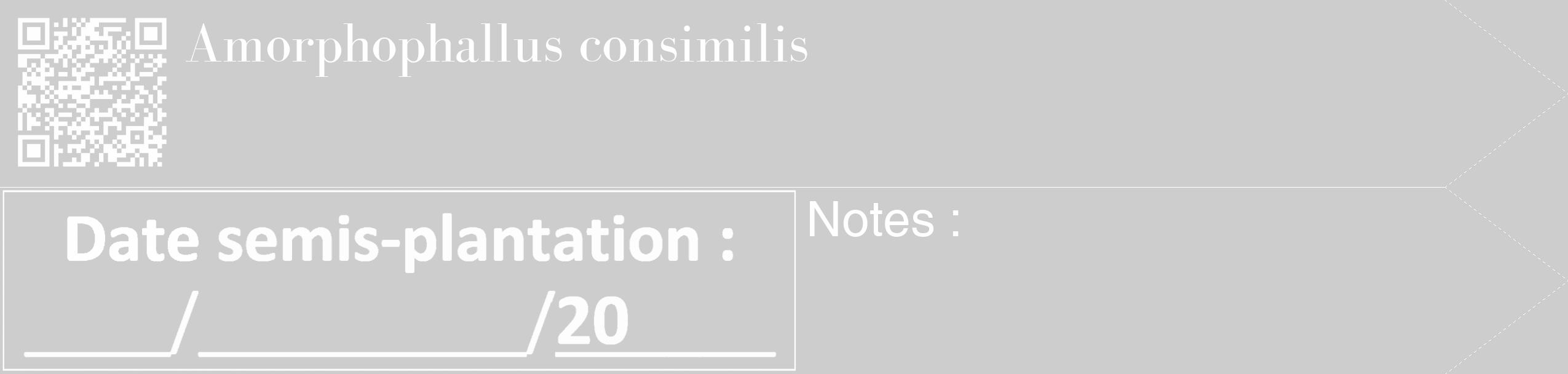 Étiquette de : Amorphophallus consimilis - format c - style blanche41_simple_simplebod avec qrcode et comestibilité