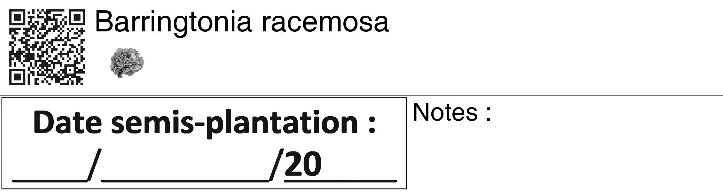 Étiquette de : Barringtonia racemosa - format c - style noire60_basiquegrrvhel avec qrcode et comestibilité simplifiée