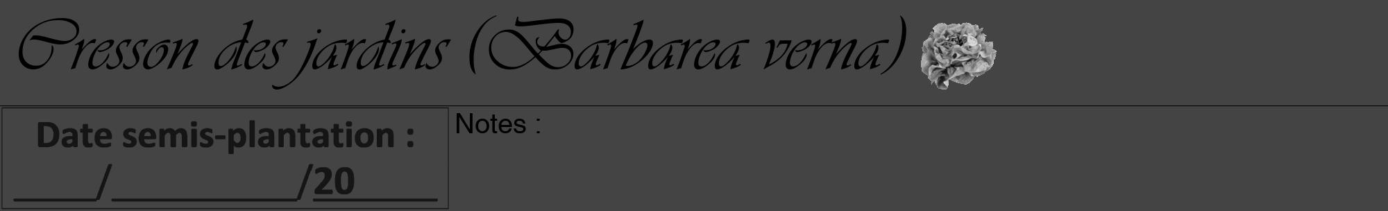 Étiquette de : Barbarea verna - format a - style noire48viv avec comestibilité simplifiée