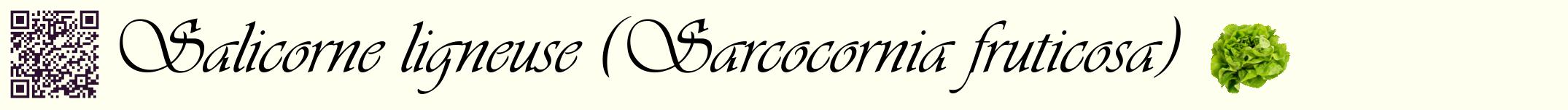 Étiquette de : Sarcocornia fruticosa - format a - style noire19simpleviv avec qrcode et comestibilité simplifiée