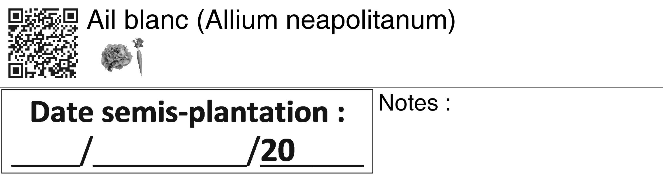 Étiquette de : Allium neapolitanum - format c - style noire60_basiquegrrvhel avec qrcode et comestibilité simplifiée
