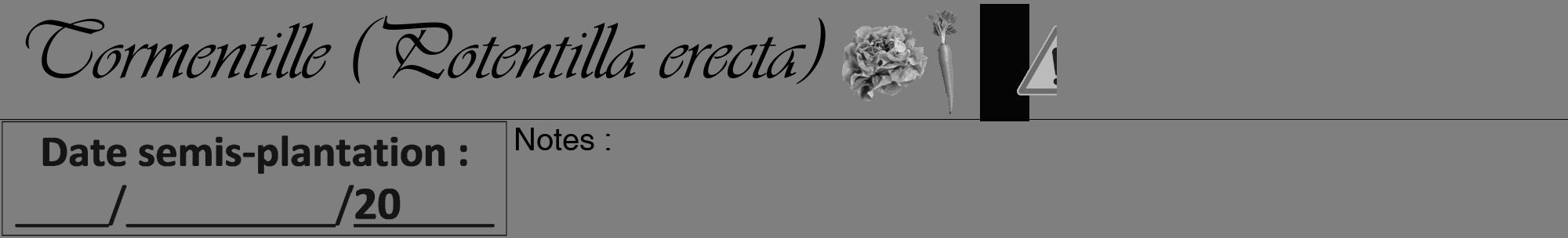Étiquette de : Potentilla erecta - format a - style noire31viv avec comestibilité simplifiée
