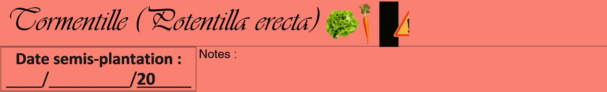 Étiquette de : Potentilla erecta - format a - style noire38basiqueviv avec comestibilité simplifiée