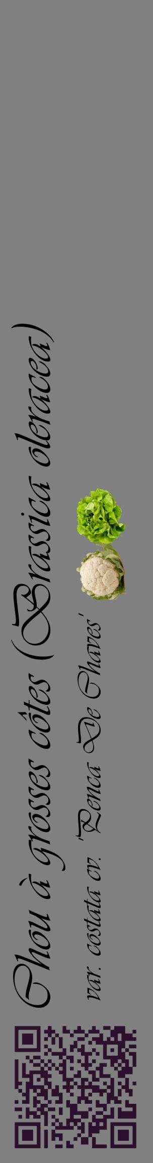 Étiquette de : Brassica oleracea var. costata cv. 'Penca De Chaves' - format c - style noire57_basiqueviv avec qrcode et comestibilité simplifiée