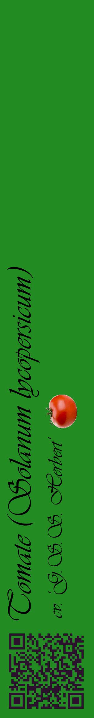 Étiquette de : Solanum lycopersicum cv. 'G.S.S. Herbert' - format c - style noire10_basiqueviv avec qrcode et comestibilité simplifiée