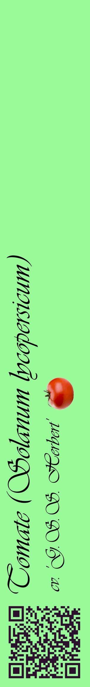Étiquette de : Solanum lycopersicum cv. 'G.S.S. Herbert' - format c - style noire14_basiqueviv avec qrcode et comestibilité simplifiée