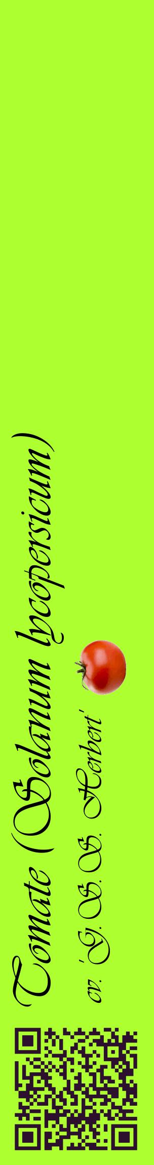 Étiquette de : Solanum lycopersicum cv. 'G.S.S. Herbert' - format c - style noire17_basiqueviv avec qrcode et comestibilité simplifiée