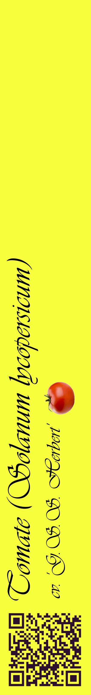 Étiquette de : Solanum lycopersicum cv. 'G.S.S. Herbert' - format c - style noire18_basiqueviv avec qrcode et comestibilité simplifiée
