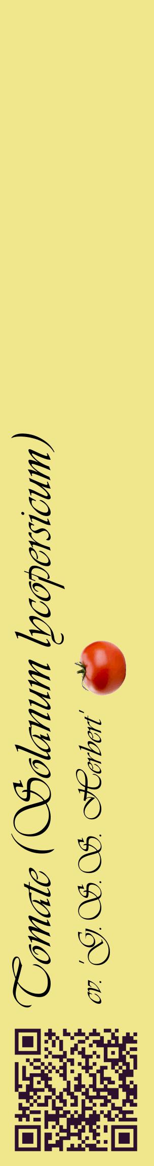Étiquette de : Solanum lycopersicum cv. 'G.S.S. Herbert' - format c - style noire20_basiqueviv avec qrcode et comestibilité simplifiée