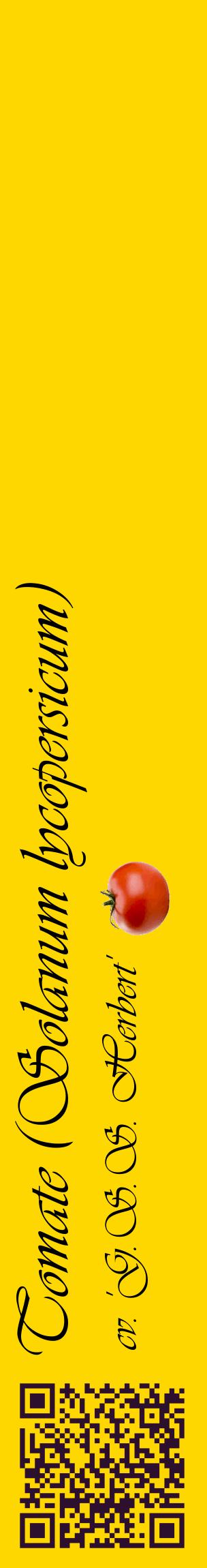 Étiquette de : Solanum lycopersicum cv. 'G.S.S. Herbert' - format c - style noire21_basiqueviv avec qrcode et comestibilité simplifiée