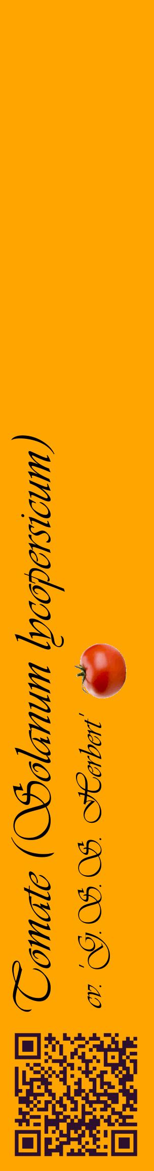 Étiquette de : Solanum lycopersicum cv. 'G.S.S. Herbert' - format c - style noire22_basiqueviv avec qrcode et comestibilité simplifiée