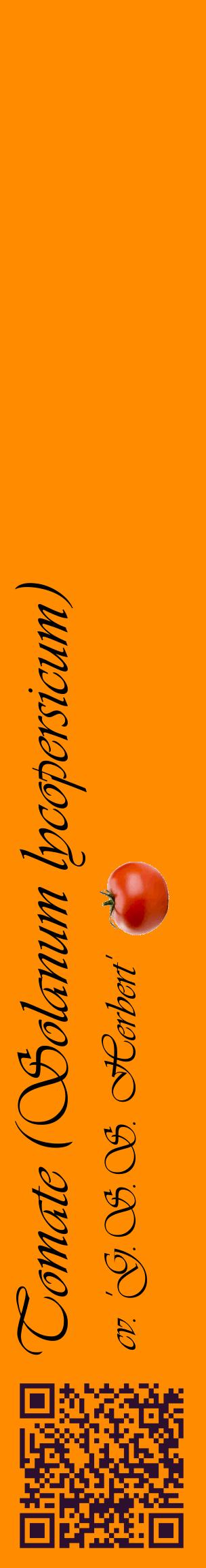 Étiquette de : Solanum lycopersicum cv. 'G.S.S. Herbert' - format c - style noire23_basiqueviv avec qrcode et comestibilité simplifiée