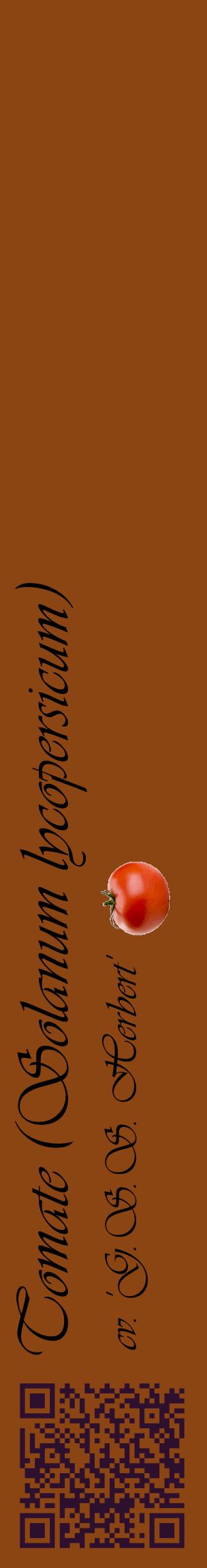 Étiquette de : Solanum lycopersicum cv. 'G.S.S. Herbert' - format c - style noire30_basiqueviv avec qrcode et comestibilité simplifiée