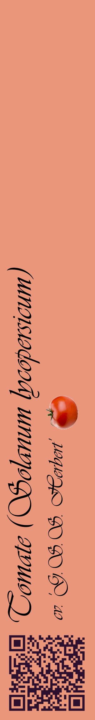 Étiquette de : Solanum lycopersicum cv. 'G.S.S. Herbert' - format c - style noire37_basiqueviv avec qrcode et comestibilité simplifiée