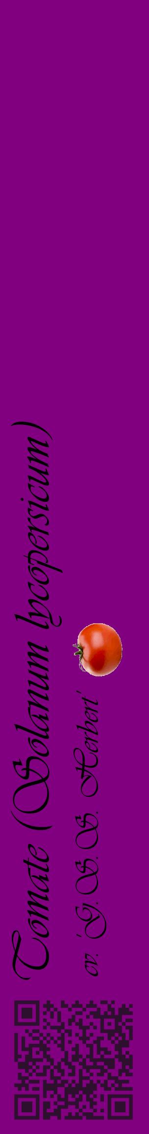 Étiquette de : Solanum lycopersicum cv. 'G.S.S. Herbert' - format c - style noire46_basiqueviv avec qrcode et comestibilité simplifiée