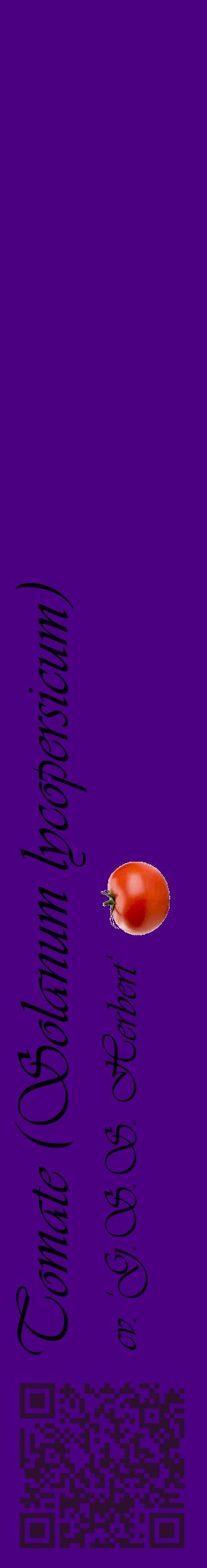 Étiquette de : Solanum lycopersicum cv. 'G.S.S. Herbert' - format c - style noire47_basiqueviv avec qrcode et comestibilité simplifiée