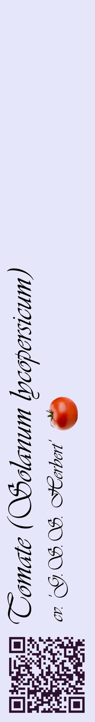 Étiquette de : Solanum lycopersicum cv. 'G.S.S. Herbert' - format c - style noire55_basiqueviv avec qrcode et comestibilité simplifiée