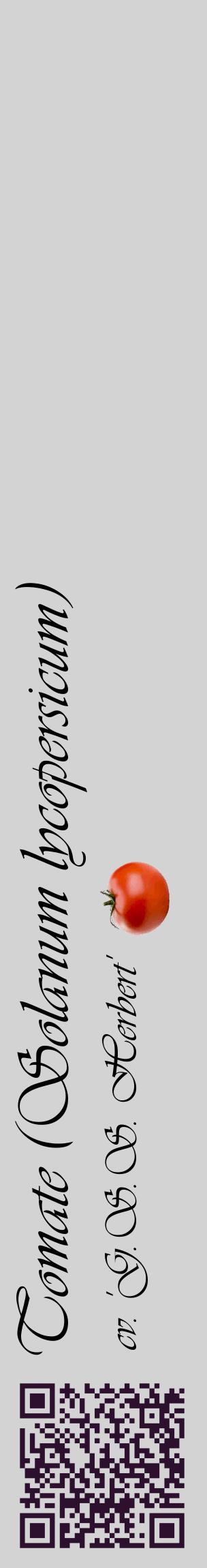Étiquette de : Solanum lycopersicum cv. 'G.S.S. Herbert' - format c - style noire56_basiqueviv avec qrcode et comestibilité simplifiée