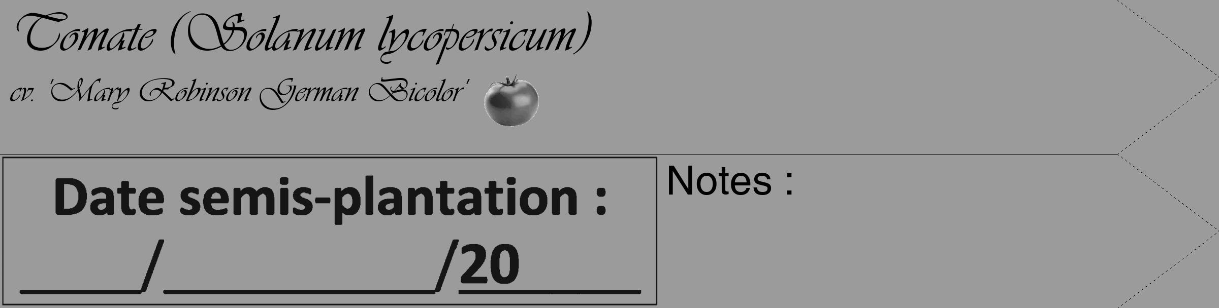 Étiquette de : Solanum lycopersicum cv. 'Mary Robinson German Bicolor' - format c - style noire52_simple_simpleviv avec comestibilité simplifiée
