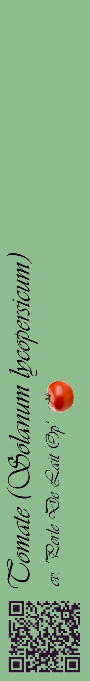 Étiquette de : Solanum lycopersicum cv. 'Perle De Lait Op' - format c - style noire13_basiqueviv avec qrcode et comestibilité simplifiée
