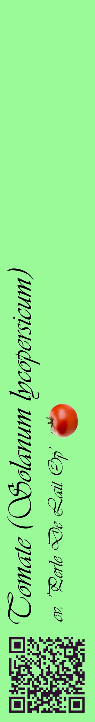 Étiquette de : Solanum lycopersicum cv. 'Perle De Lait Op' - format c - style noire14_basiqueviv avec qrcode et comestibilité simplifiée