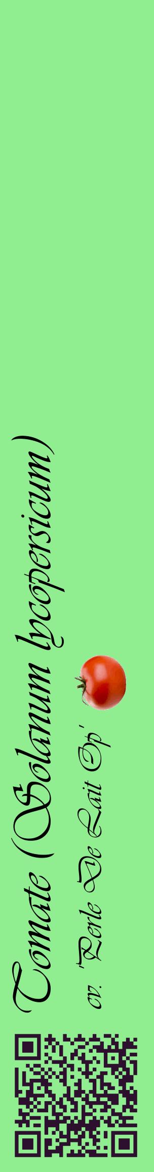 Étiquette de : Solanum lycopersicum cv. 'Perle De Lait Op' - format c - style noire15_basiqueviv avec qrcode et comestibilité simplifiée